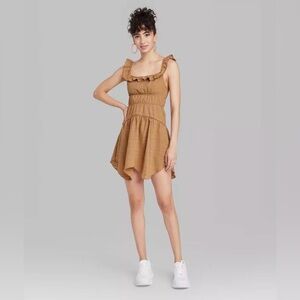 Wild Fable Brown Ruffle Tiered Mini Dress